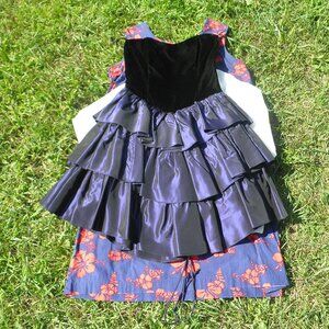 AMAZING 1980's Vintage GUNNE SAX by Jessica McClintock Velvet Ruffled Dress